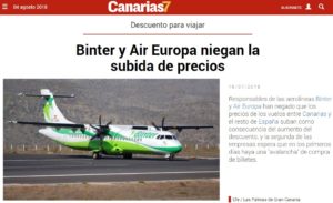 Binter y Air Europa niegan la subida de precios, 75% de Descuento para Residente, Los Canarios seguimos sin Alas